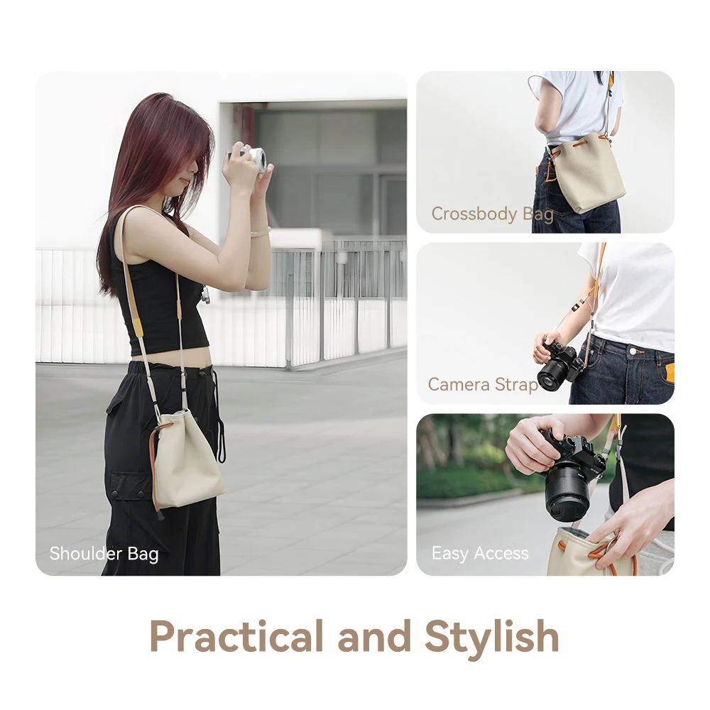 TTArtisan Storage Bag Camera Lens Bag Pouch Shoulder Strap Crossbody Bag Universal PU for Sony Nikon Canon Fuji Meike Viltrox