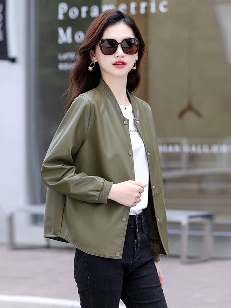 レディースレザージャケット 2025年秋新作 ラムレザー 多用途ファッション 小さいサイズ カジュアルバイカージャケット ジッパー開閉