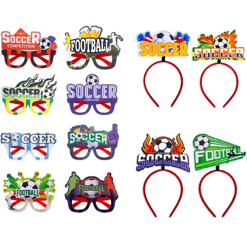 

2pcs/set Cartoon Football Themed Party Glasses&Hairband Children Birthday Party Decorations Football Fan Photograph Props