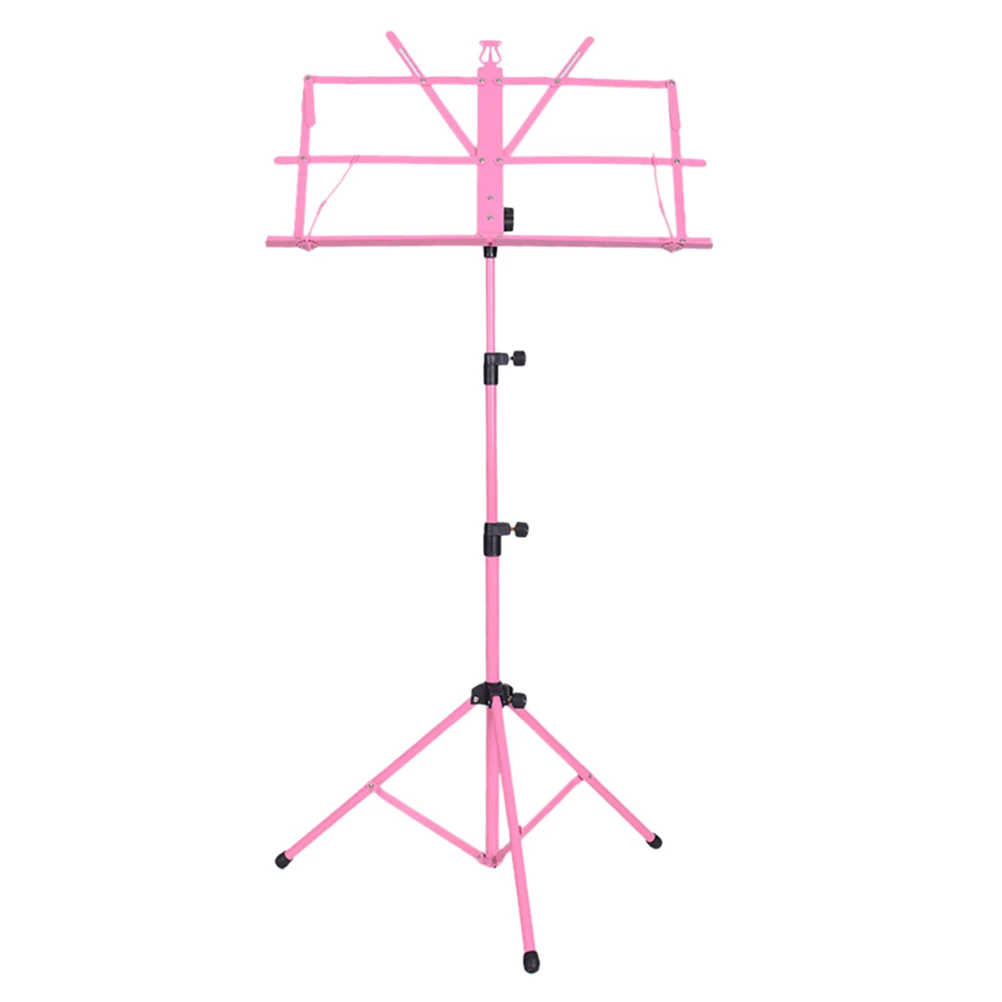 

Foldable Colorful Adjustable Music Stand Metal Sheet Tripod Stand Lightweight Portable Non-Slip Rubber Feet Music Holder Pink