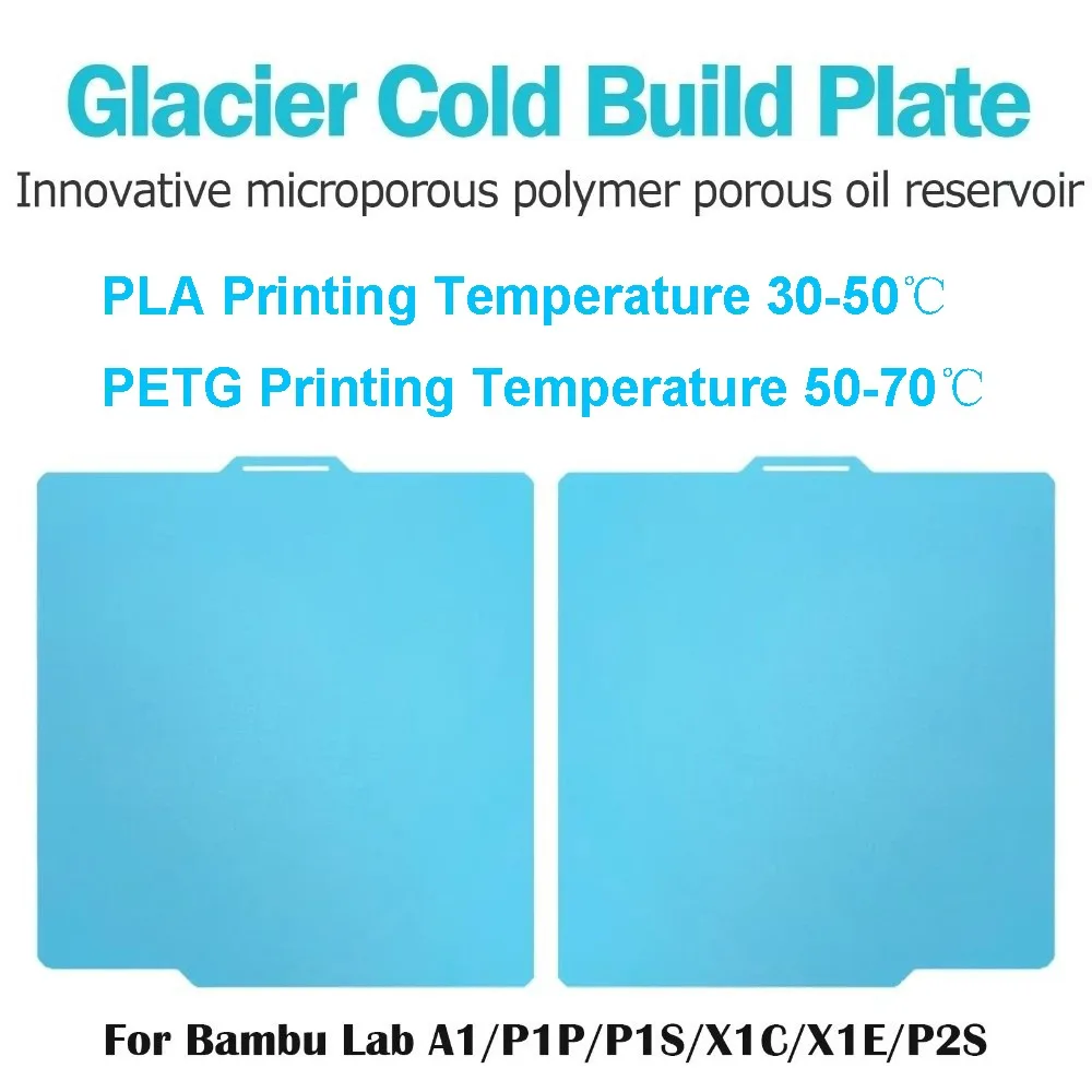 1PCS Double-Sided Cold Build Plate 3D Printer Build Plate for Bambu Lab X1C/X1E/P1P/P1S/A1/P2S/X2D Anycubic Kobra S1/S1C