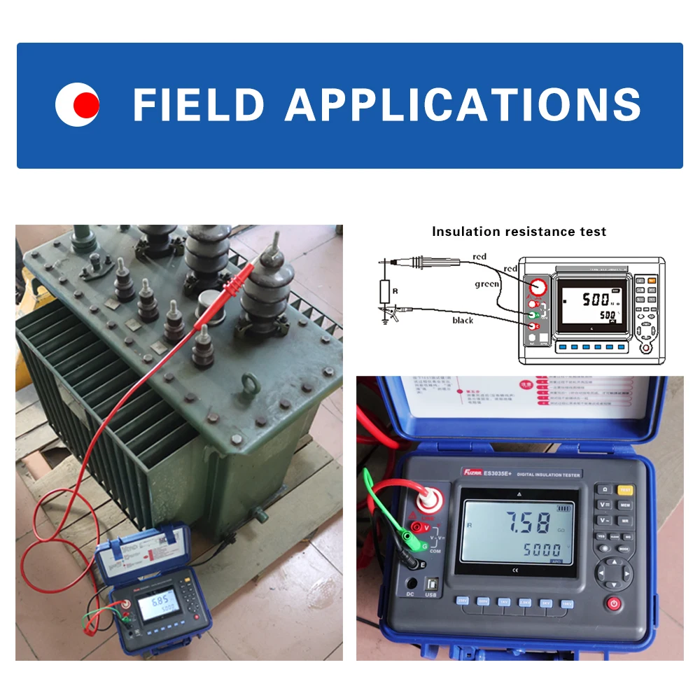 FUZRR ES3035E + 10KV مقياس مقاومة العزل Megohmmeter 0.01Mohm2000Gohm مع علبة ألومنيوم