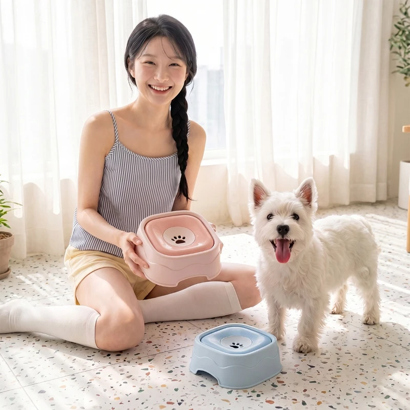 Dog Drinking Water Bowl Floating Non-Wetting Mouth Cat Bowl Without Spill Drinking Water Dispenser Plastic Anti-Over Dog Bowl view 4
