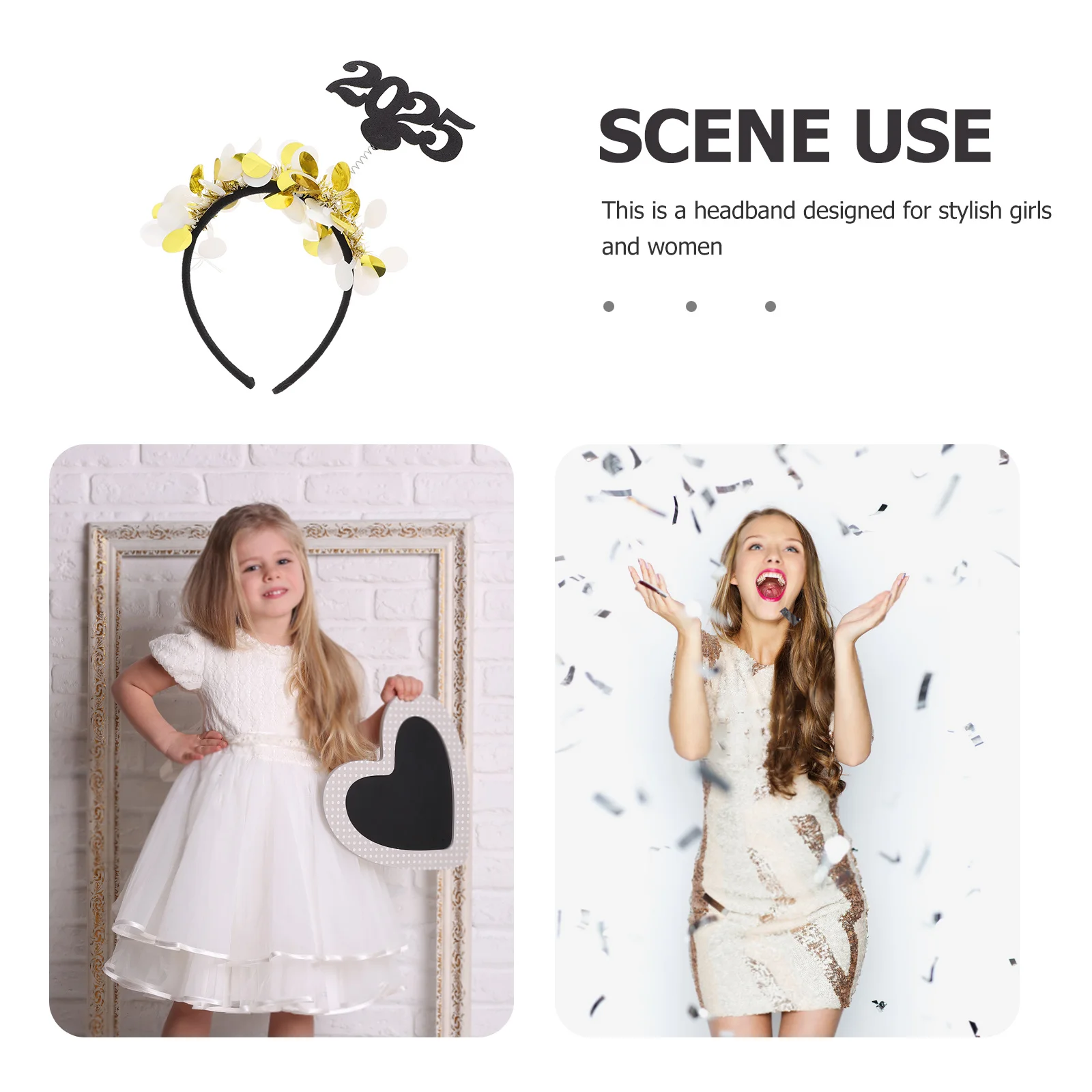 

2025 New Year Headband Glitter Design Party Headwear For Women Kids Lightweight Comfortable Holiday Celebration Decor Accessory