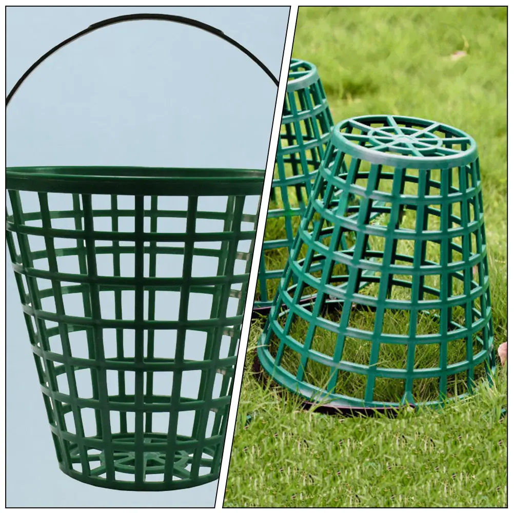 

Portable Golf Ball Storage Basket Strong Plastic Bucket Easy Carry Handle for Driving Range and Backyard Practice Use