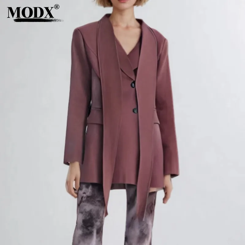 [MODX] Personalized Niche Design Sense Shawl Small Suit Women's Autumn New Item Angola Waist Cinched Temperament Jacket