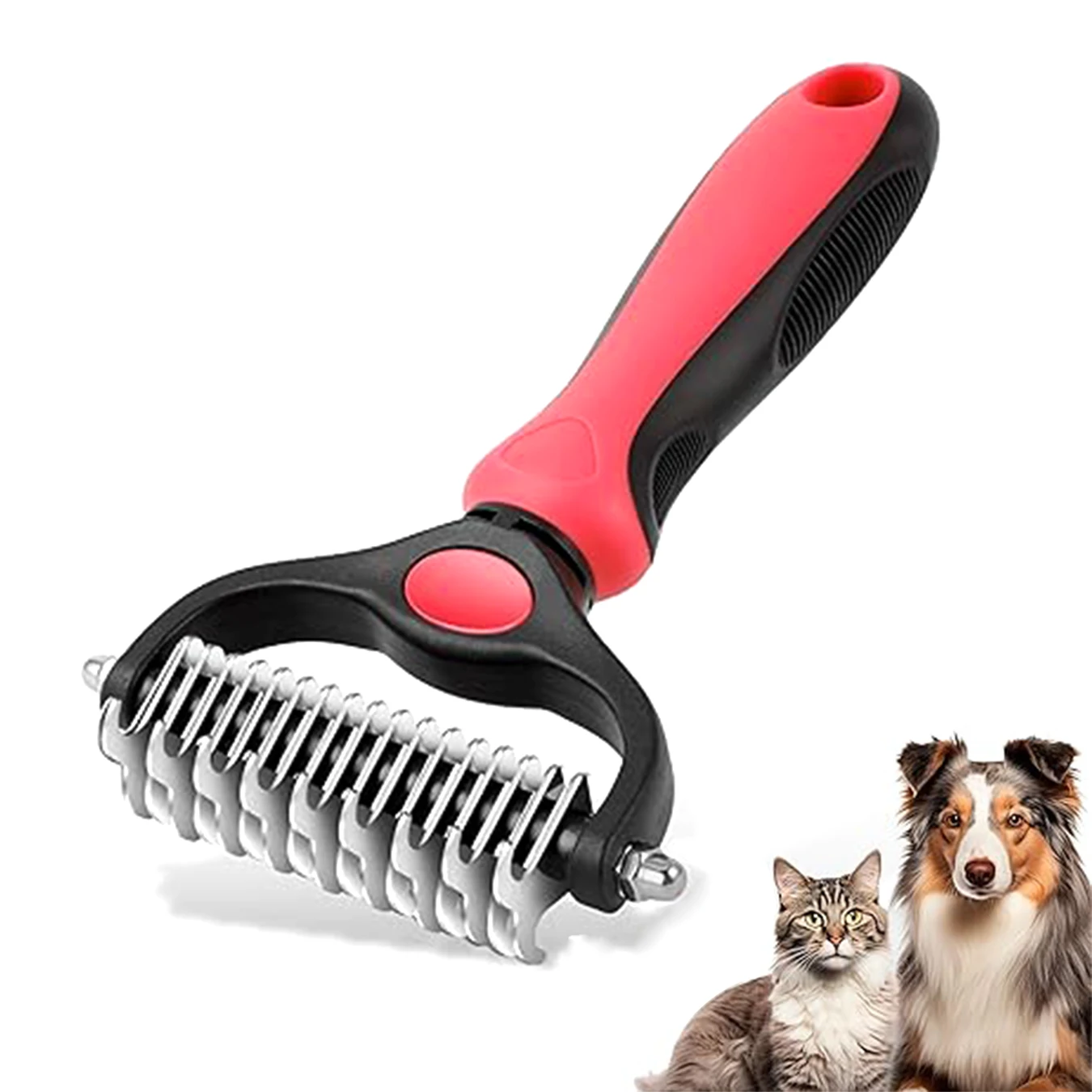 Pet Grooming Tools - Double-Sided Undercoat Comb for Cats and Dogs - Safe Detangling Comb, Easily Removes Tangles Large