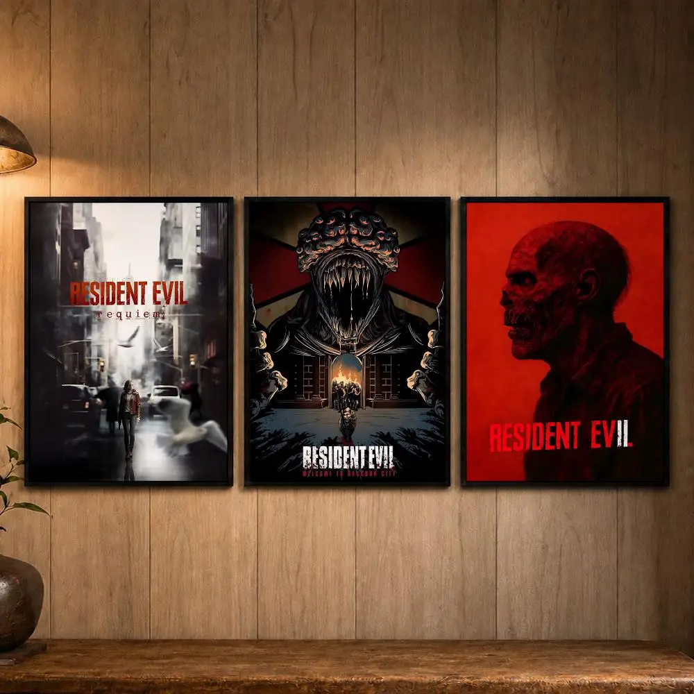 Rock Game R-Resident EvilS Poster Self-adhesive Art Poster Decoracion Painting Wall Art White Kraft Paper Home Decor