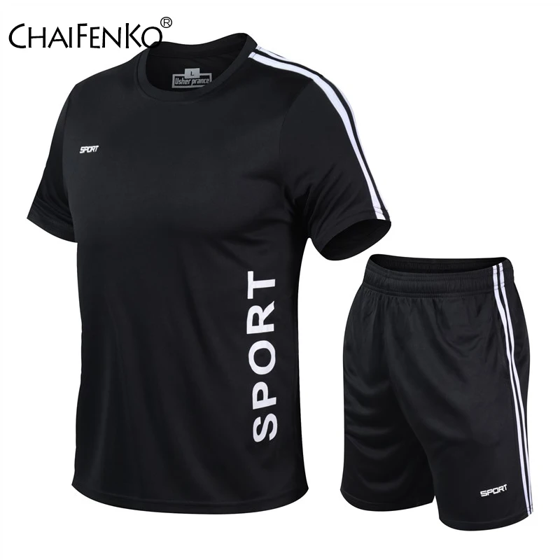 New Men Summer Sports Suit Comfortable Breathable Running Fitness Sports Shorts Outdoor Simplicity Solid Quick Drying T-shirt