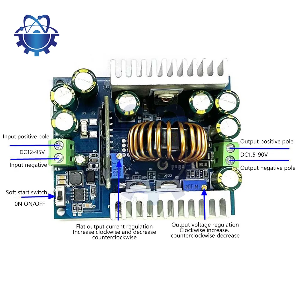 Constant Current CC CV Buck Converter Module DC 12-95V to 1.5-90V 500W Adjustable Step Down Voltage Regulator Module