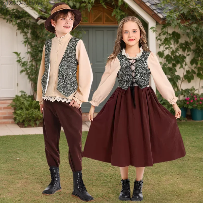 

Childrens Medieval Cosplay Retro Costumes Boys Carnival Tango Dance Performance Outfits Germany Holiday Girls Fancy Dress