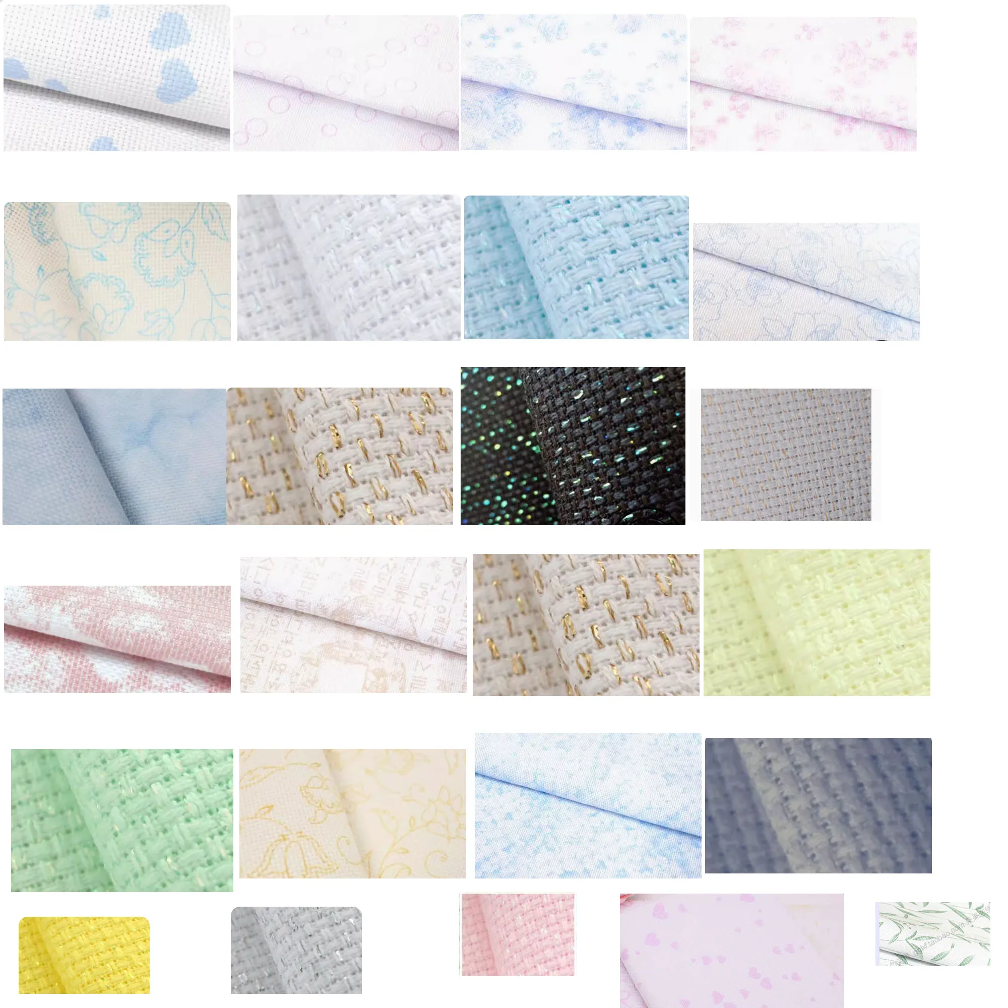 قماش مطبوع عليه زهور ، كوري يدان مطرز ، شبكة صغيرة ، قطع مستمر ، 19 لونًا ، 29 × 30 ، 14 قيراط ، قماش صغير