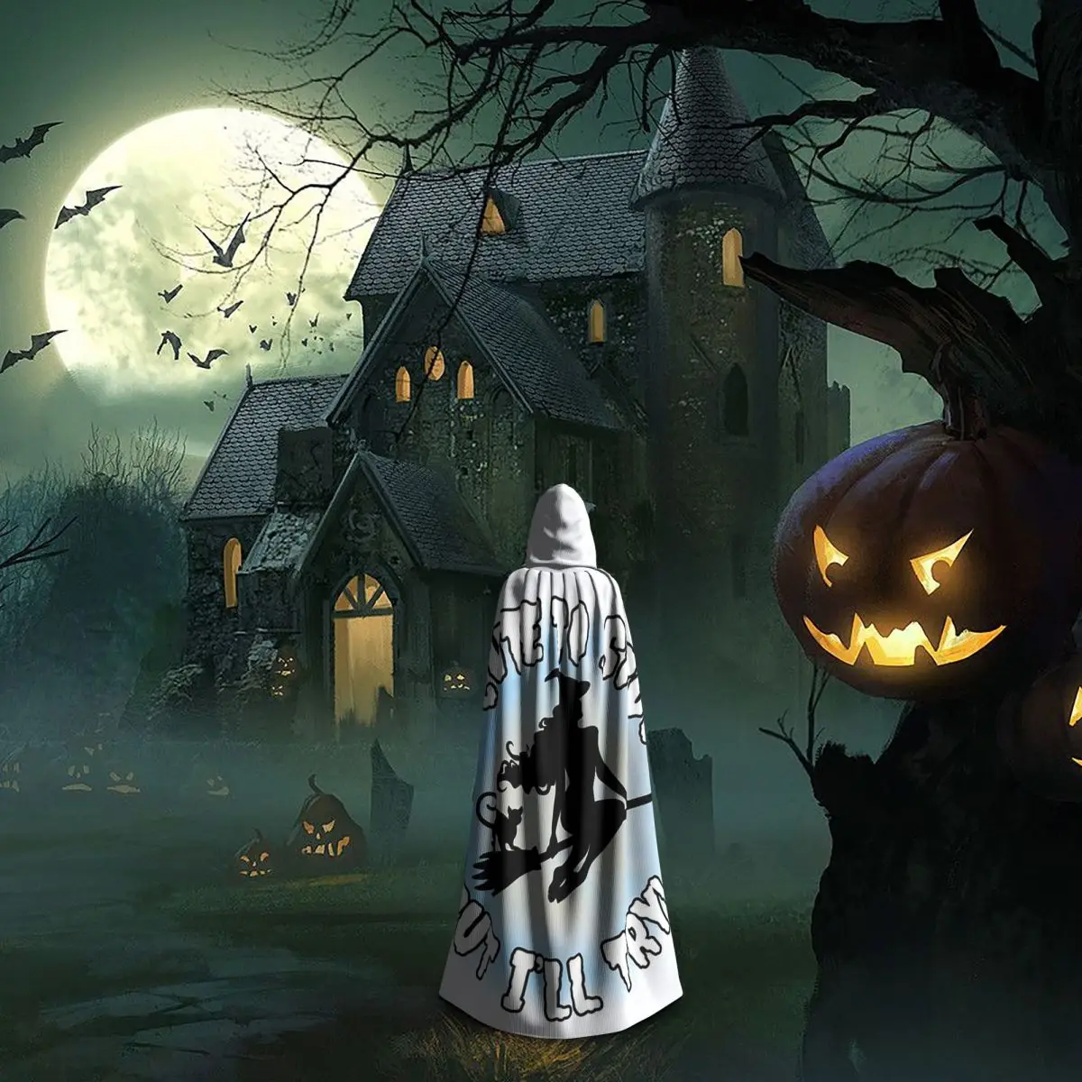 Halloween bonito bruxa engraçado para mulheres frit-te longo com capuz capa bruxa traje medieval cosplay capa halloweencoat adulto unisex