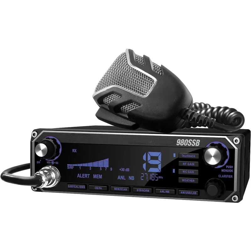 980 40-kanaals Ssb Cb-Radio Met Zijband Noaa Weatherband, 7-kleuren Digitaal Display Pa/Cb-Schakelaar En Ruisonderdrukkende Microfoon