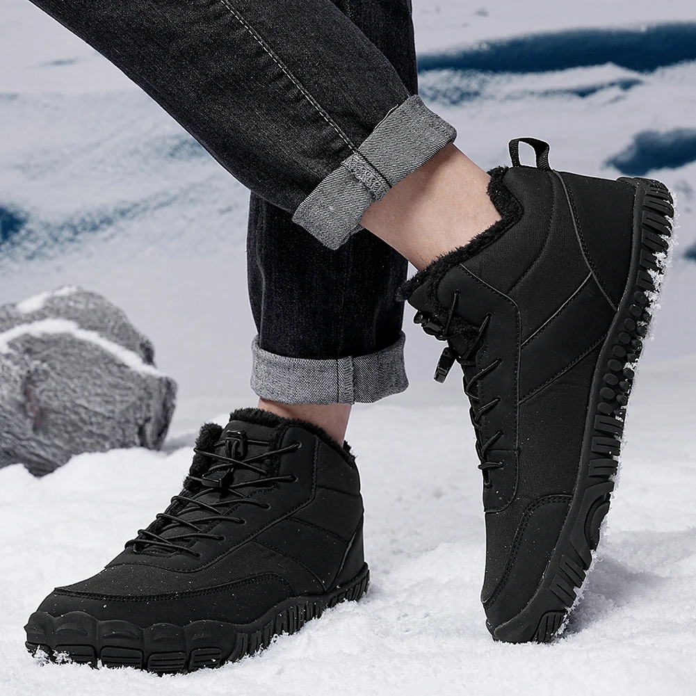 

Winter Snow Boots Lightweight Barefoot Shoes Waterproof Casual Ankle Boots Warm Lined Booties for Outdoor Sports