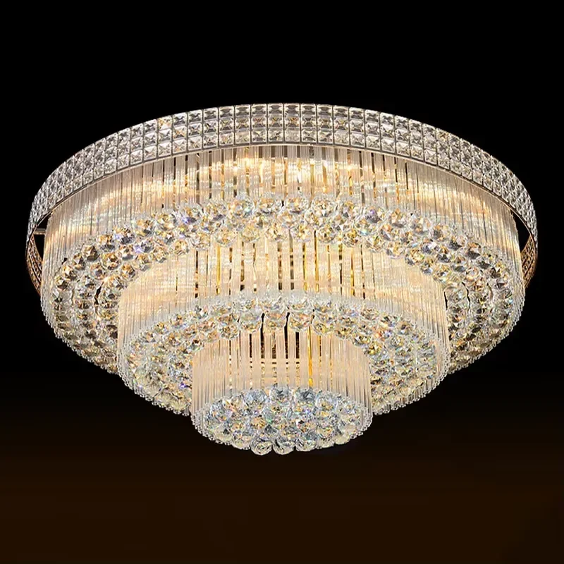Modern Round LED Crystal Chandelier Luxury Ceiling Lamp for Living Room Dining Room Bedroom Kitchen