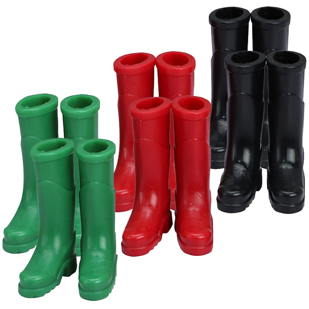 Bottes de simulation pour la décoration de la maison, accessoires de maison, jouets miniatures, petits modèles, chaussures en plastique, maison de course, pluie, britannique, 6 paires