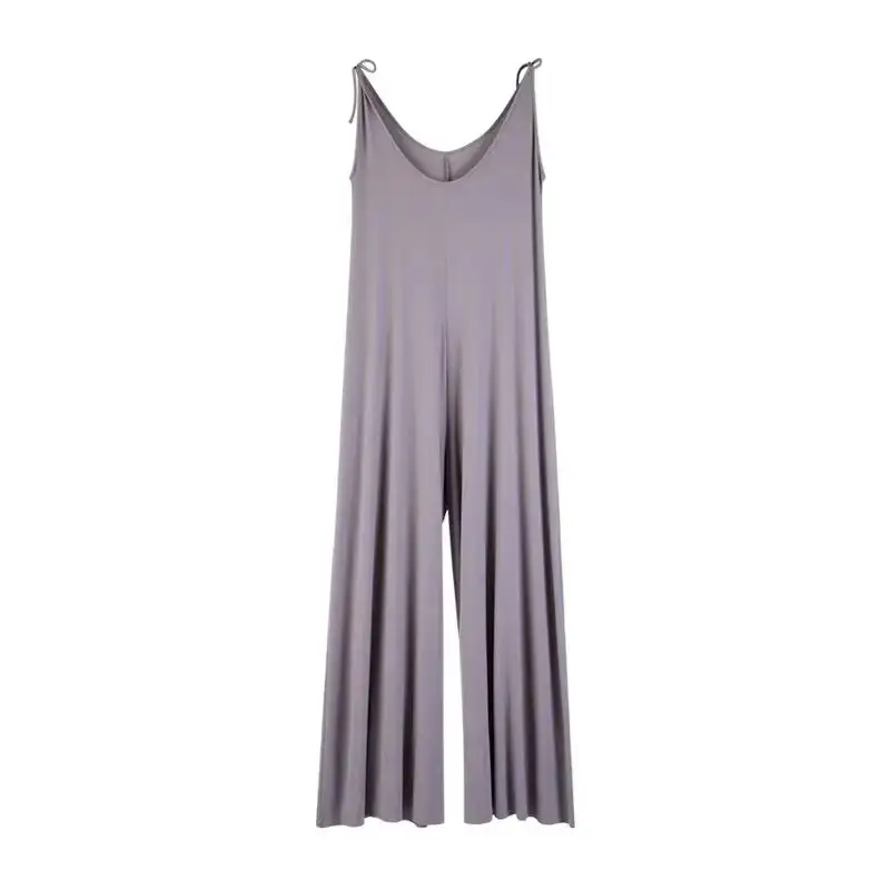 

Сексуальный комбинезон из ледяного шелка без рукавов с v-образным вырезом и широкими штанинами для мужчин и женщин, свободный удобный повседневный комбинезон на бретелях, шелковистая на ощупь цельная одежда