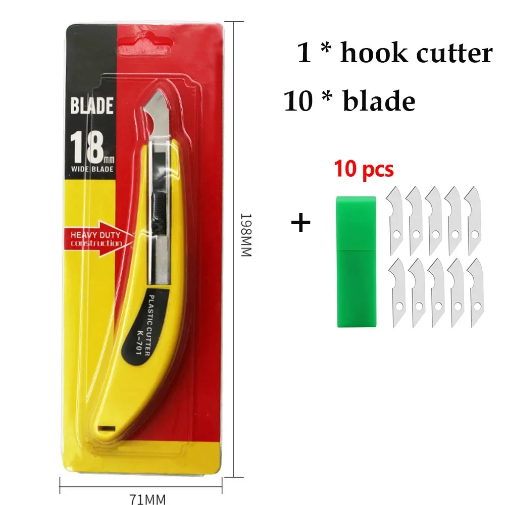 Hook Knife Acrylic PVC Cutting Tool Multi Purpose Plexiglass Plastic Board Cutter With 2 Spare Blades