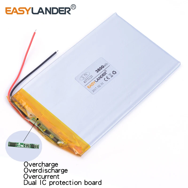 

4075125 3.7V 3800mAh Rechargeable li Polymer Li-ion Battery For DVR DVD GPS applicable tablet rechargeable batteries power bank