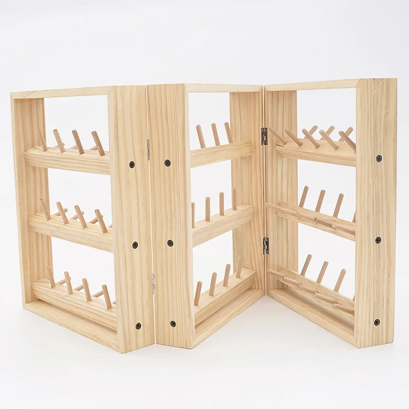 

66-катушка, деревянный держатель для ниток, компактный органайзер для швейных ниток для DIY с шпильками для катушек, стеллаж для хранения швейных аксессуаров