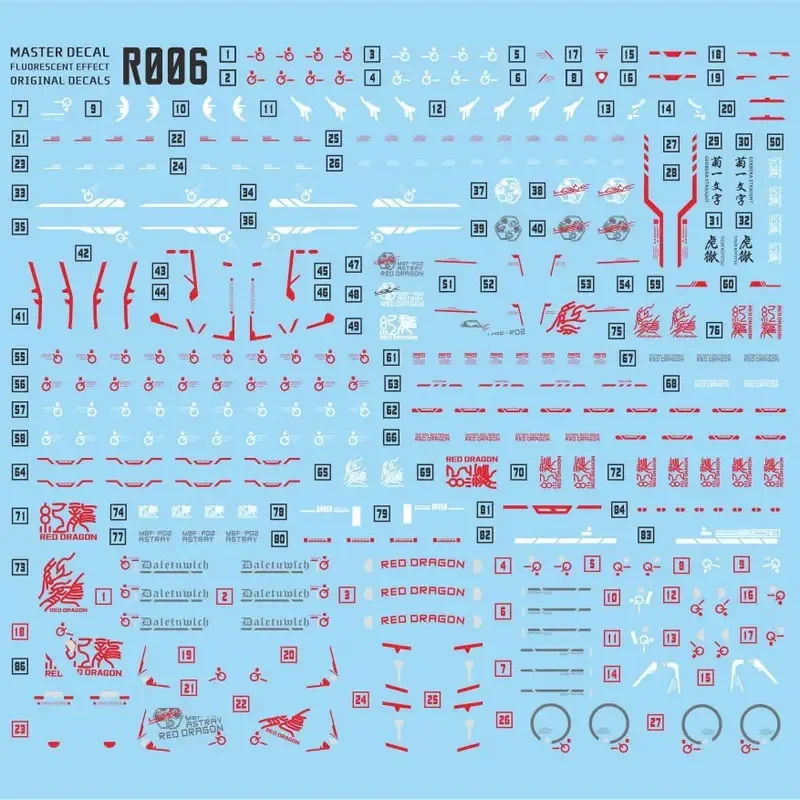 Daren High-Precision Fluorescent Waterslide Decals for R006 Red Dragon Heterogeneous Form PB Limited RG 1/144 Hobby DIY