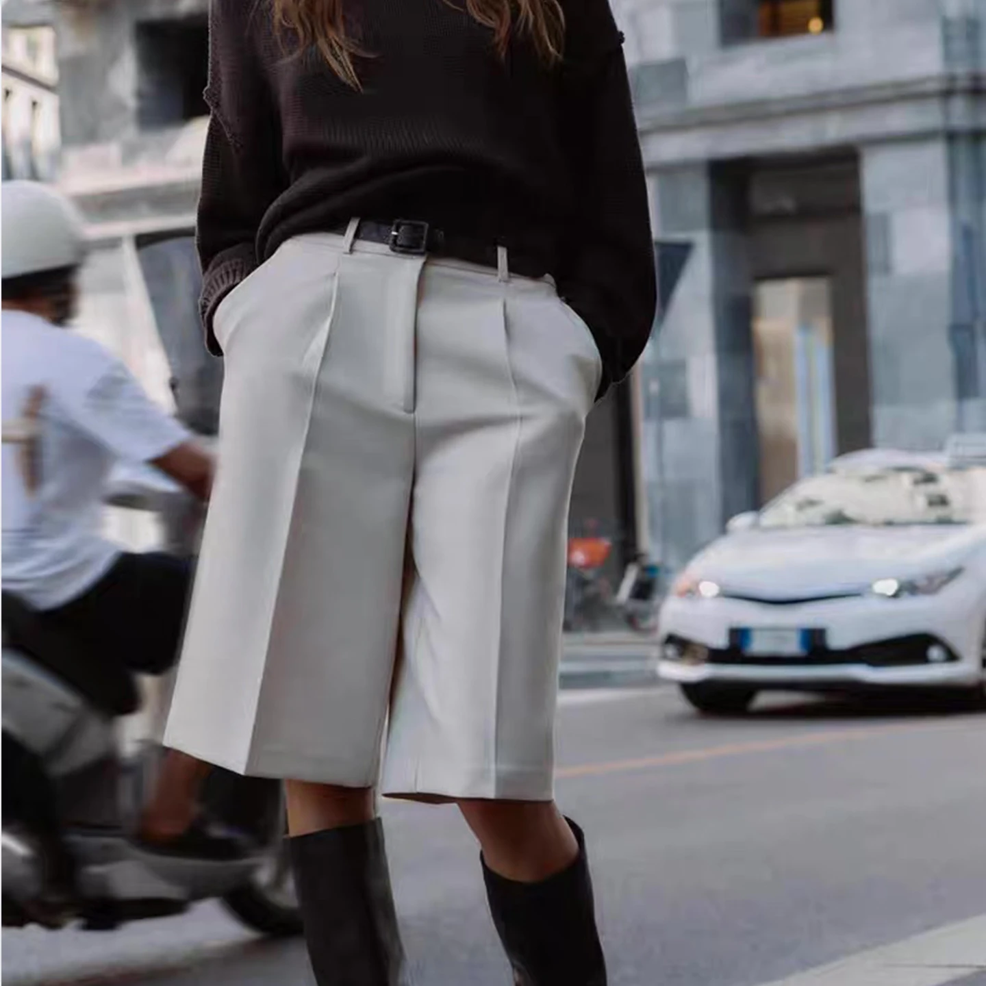 سراويل طويلة غير رسمية للنساء متعددة الاستخدامات بحزام لخريف 2025 جديدة Sle مستقيمة الساق l الخصر وسحاب مادة أخرى للسيدات... #3