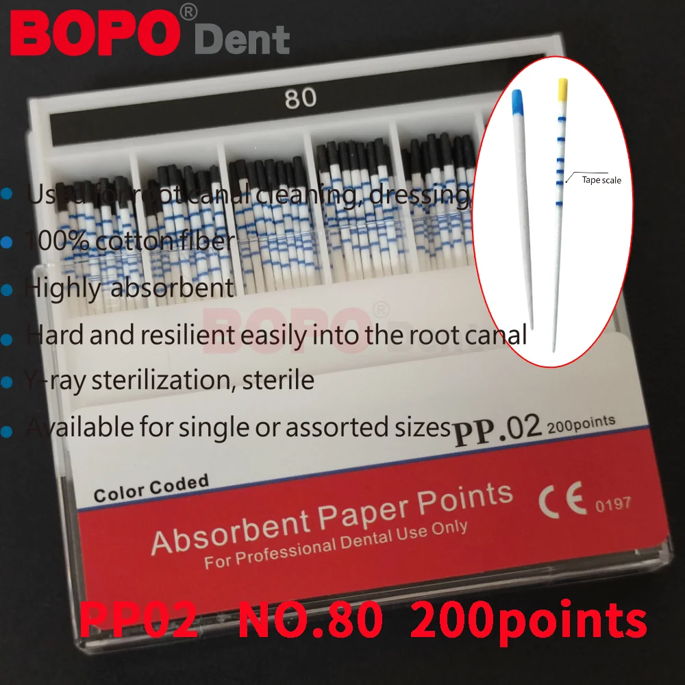 نقاط ورق ماصة للأسنان Pro-T إلغاء جذر معقم كبير مستدق مع مقياس ألياف اللبية مواد طب الأسنان 15-40 #