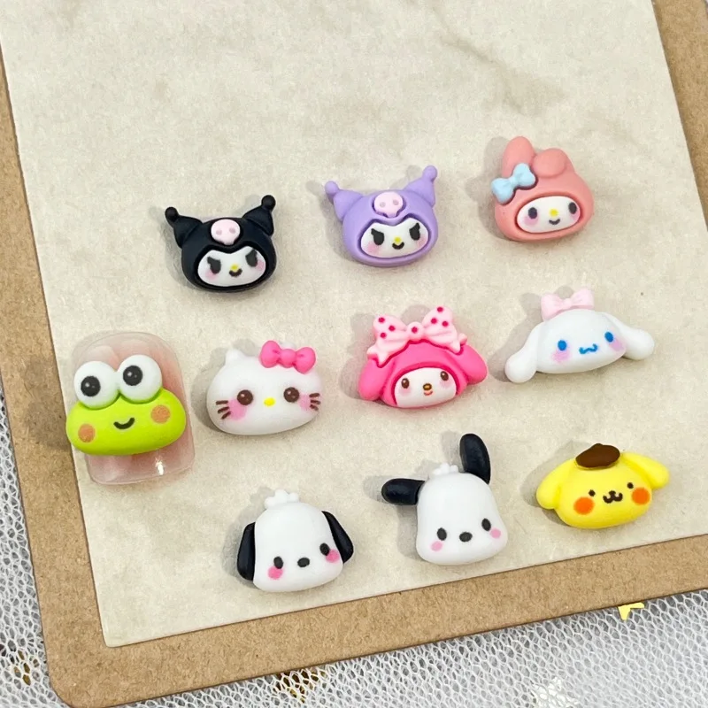 20Pcs Cartoon Cute Hello Kitty Nail Accessories Hand painted Resin Diamond DIY Crafts for Nail Decoration