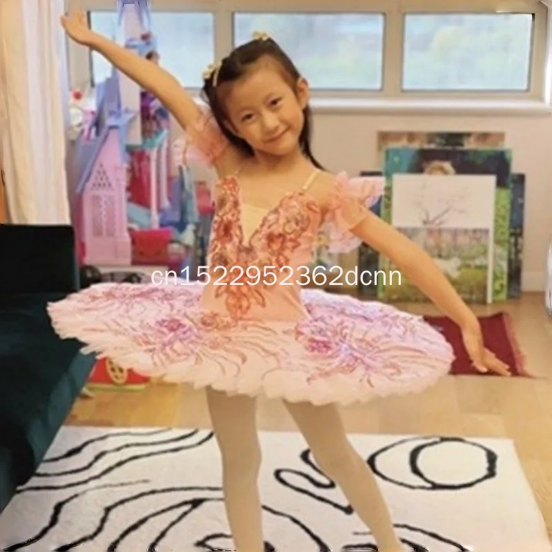 Robe de danse de Ballet professionnelle pour filles, jupe Tutu du petit cygne, Costume de spectacle violet pour enfants pour le nouvel an