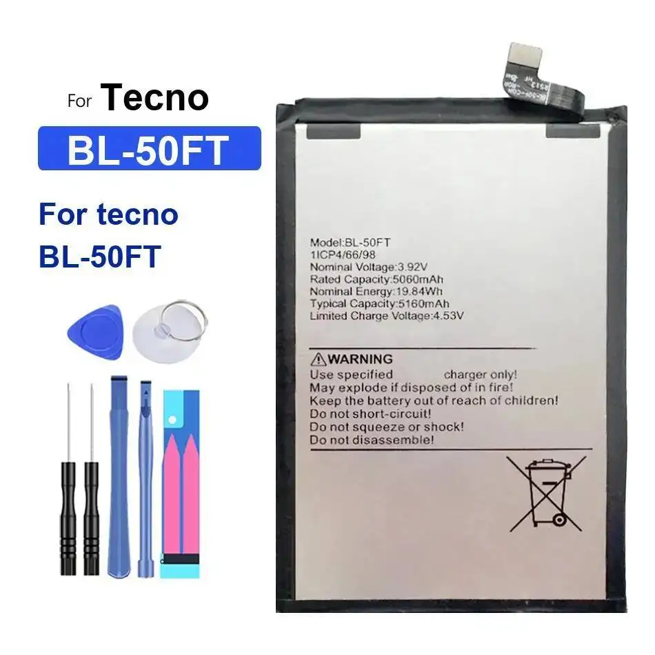 

Mobile Phone Battery Fast Charging Lightweight For Tecno BL-50FT 5160Mah