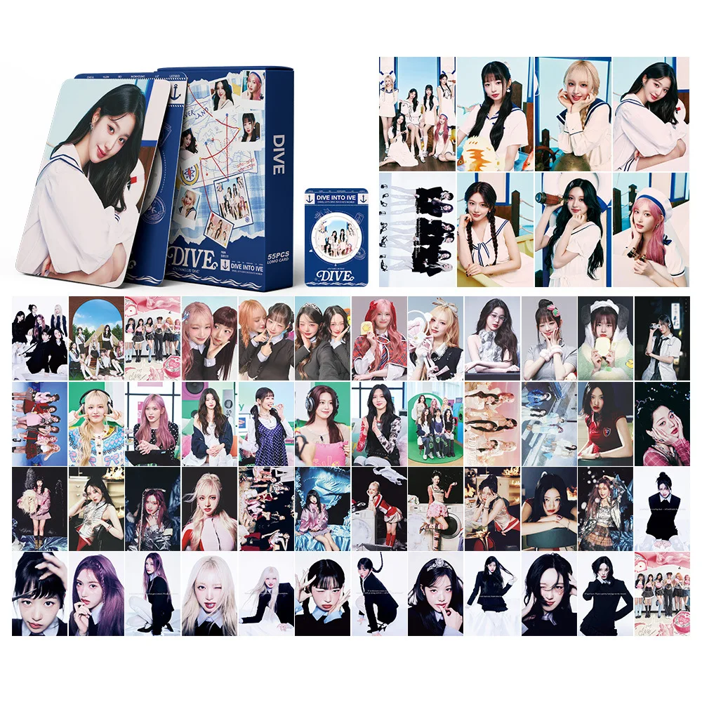 

55Pcs/Set Kpop Idol IVE Cards Photocard New Album 4TH FANCLUB DIVE Postcard Fans Collection Gift
