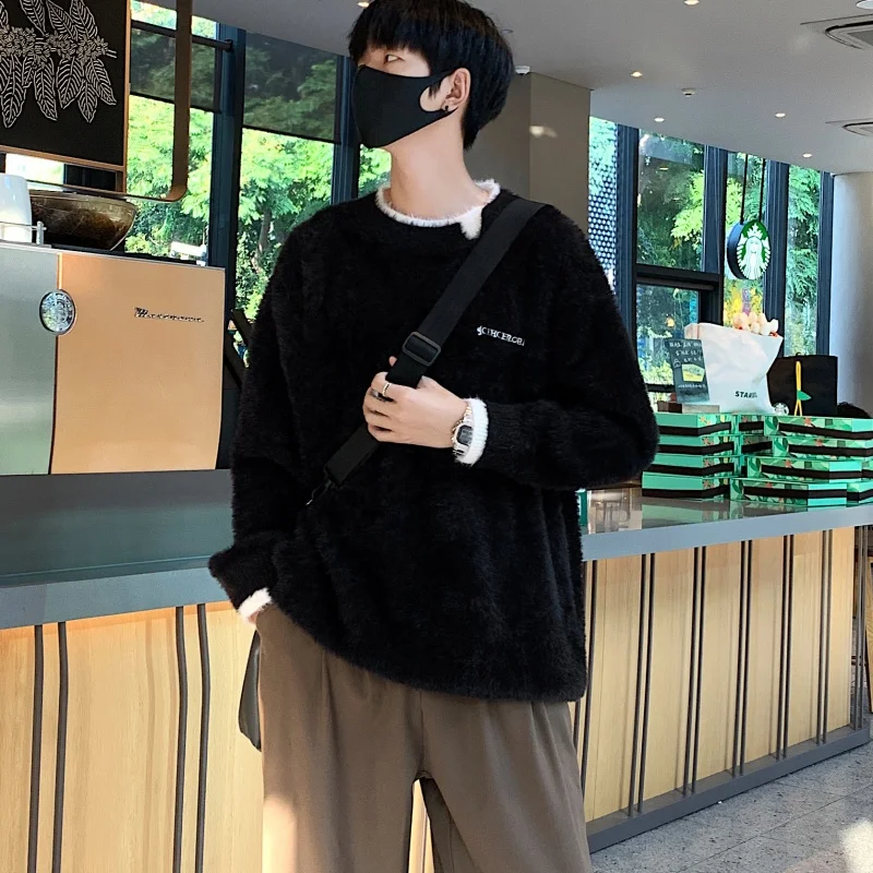 

Осенне-зимний модный тренд, универсальный внутренний внешний вязаный свитер, мужской пуловер из искусственной норки, искусственный свитер из двух частей