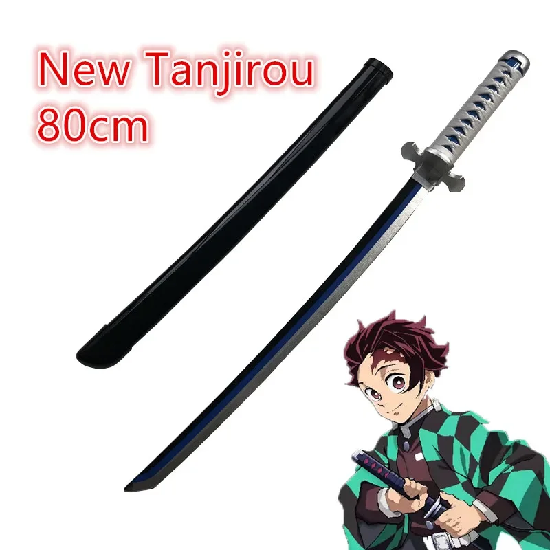 Demônio Slayer Espada Arma, Rengoku Kyoujurou Cosplay, Anime Ninja Knife, Brinquedo de madeira, 80cm, 1:1