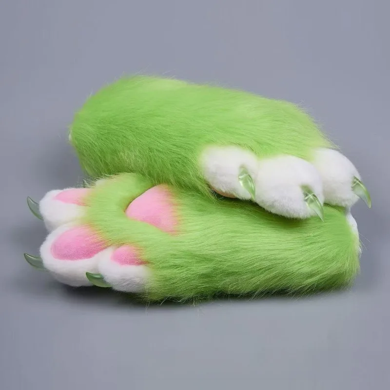 Colorful Cat Paw Gloves Plush Furry Beast Claw Fursuit Kigurumi Cosplay Kig Costume Tiger Nail Claw Carnival Cosplay Mittens