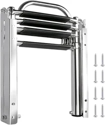 4-Step Telescopic Boat Ladder with Handle And Press-Type Spring Lock for Swimming Launching - Portable Boat Accessory