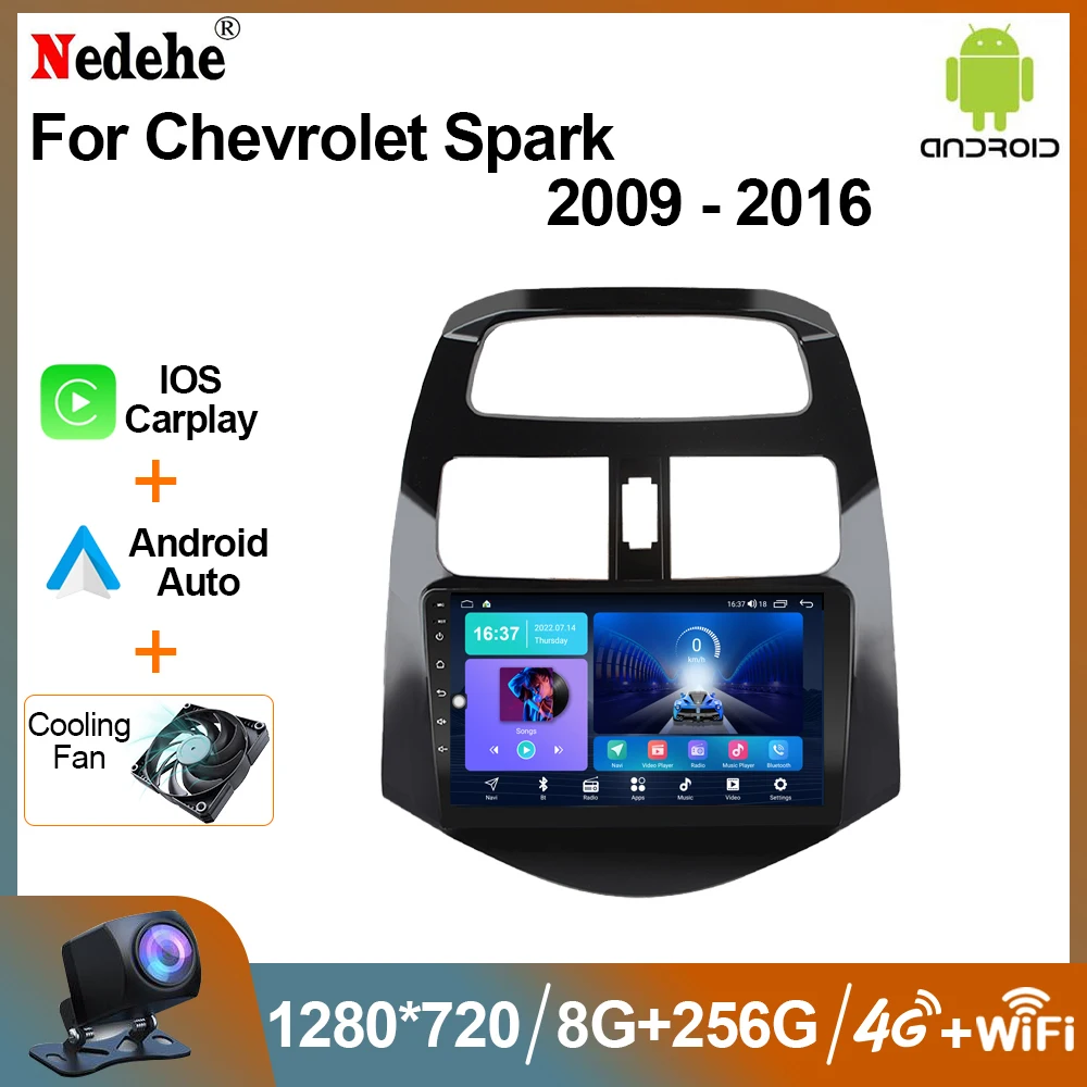Chevrolet Spark Beat Matiz Creative 2010 -2014 용 8G 256G 차량용 라디오 안드로이드 멀티미디어 무선 Carplay GPS 네비게이션 Wifi 4G