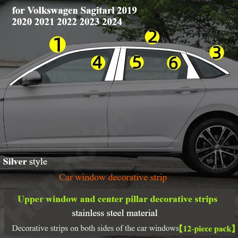 

for Volkswagen Sagitarl 2019 2020 2021 2022 2023 2024 Window trim/door edge trim/stainless steel bright strip