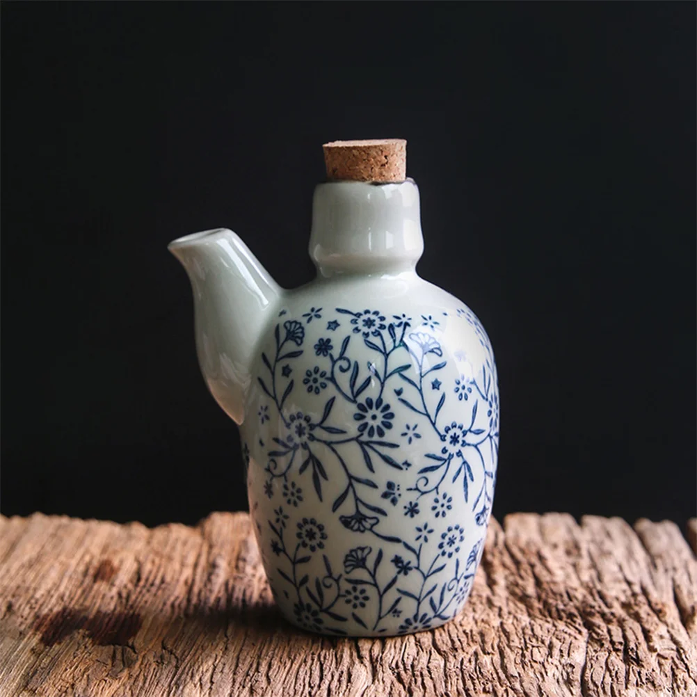 Vinegar Bottle Creamer Water Dispenser Oil and Cruets Liquid Wooden Ceramic Seasoning Soy Sauce