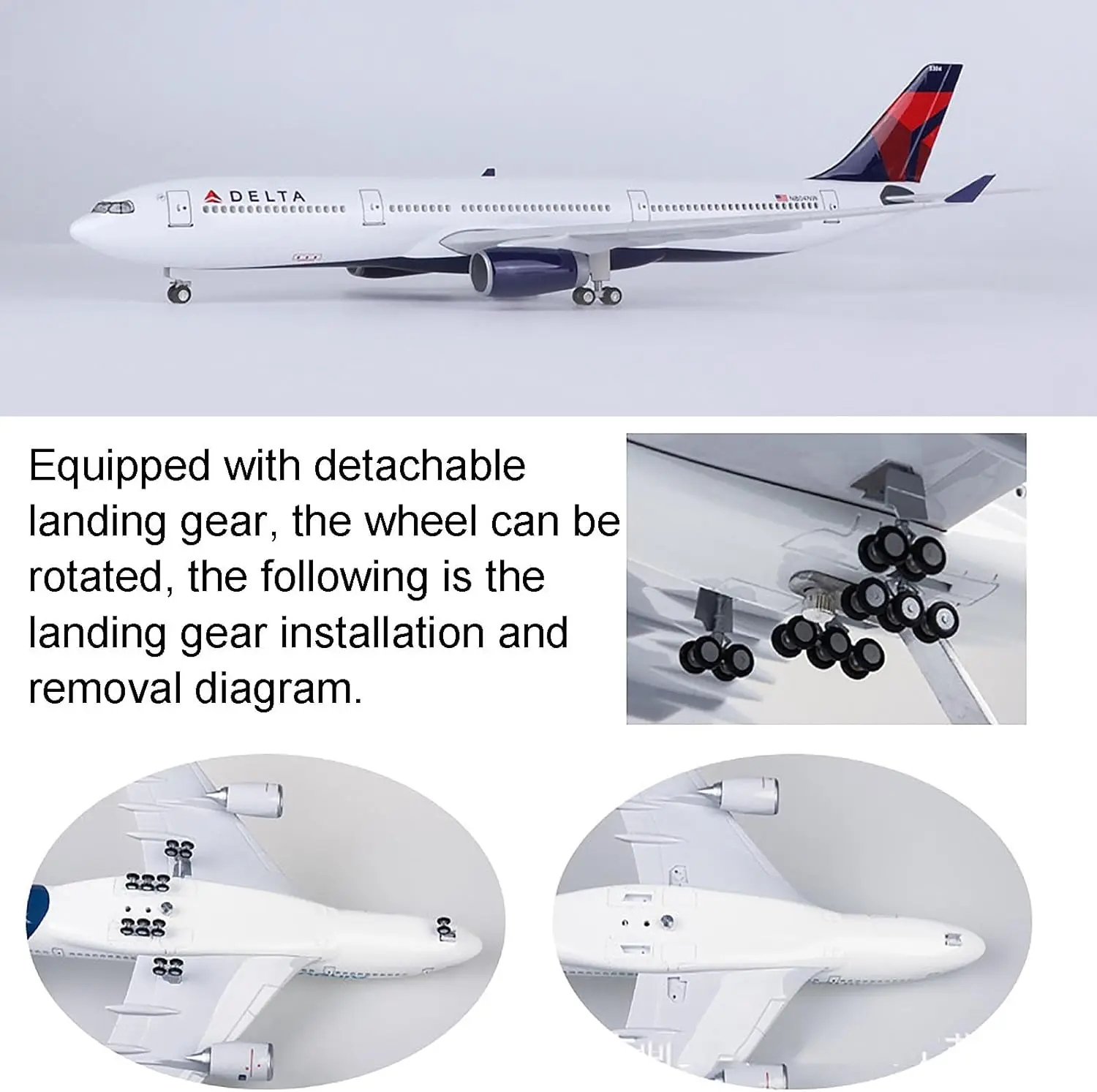 

47CM 1:135 Scale Airplane Model Home Decor items A330 DELTA Airlines Airway W Base wheel Lights Resin Assembly Aircraft Plane