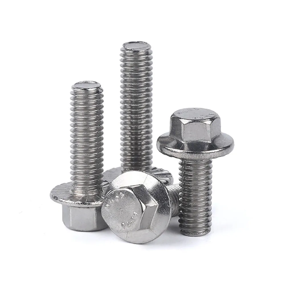 GB5789 Big Hex Washer Head Bolt Screw 304 Stainless Steel Hexagon Flange Bolt Full Thread M5 M6 M8 M10 Hardware Fasteners