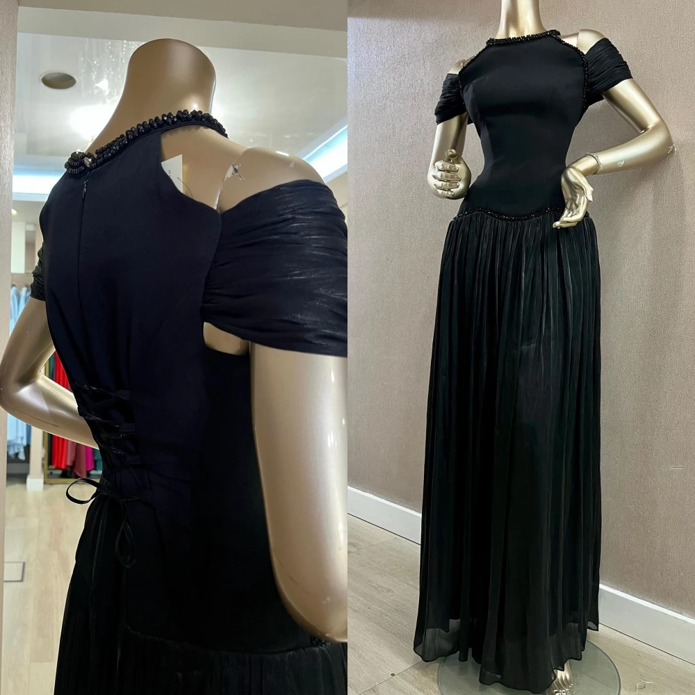 Maßgeschneidertes A-Linien-Rundhalsausschnitt, elegantes formelles Abendkleid und Temperament, hochwertige Promi-Kleider, zartes Partykleid