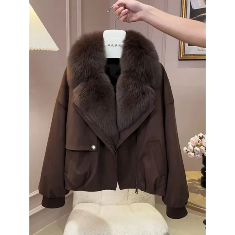 Winter New Foreign Style Niche Fur Collar Short Cotton Clothes Women' Lazy Style Loose Versatile Thin Coat Temperament Commuting