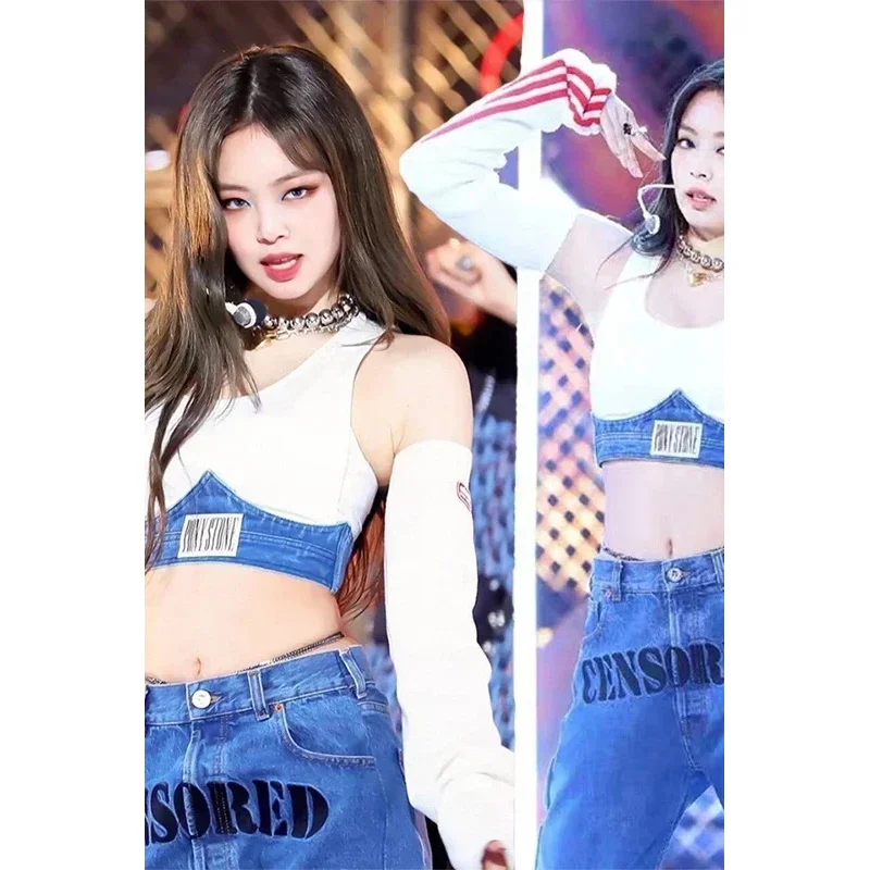 2025 nova roupa de dançarina k-pop feminina sexy roupas de concerto hip-hop rua dancewear coreano desempenho traje roupas de grife