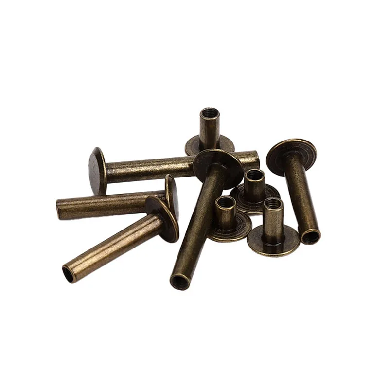 10pcs Metal Bronze Binding Chicago Screws Nails Long Studs Rivets Leather Craft Hardware Accessories Rod Length 3~50mm