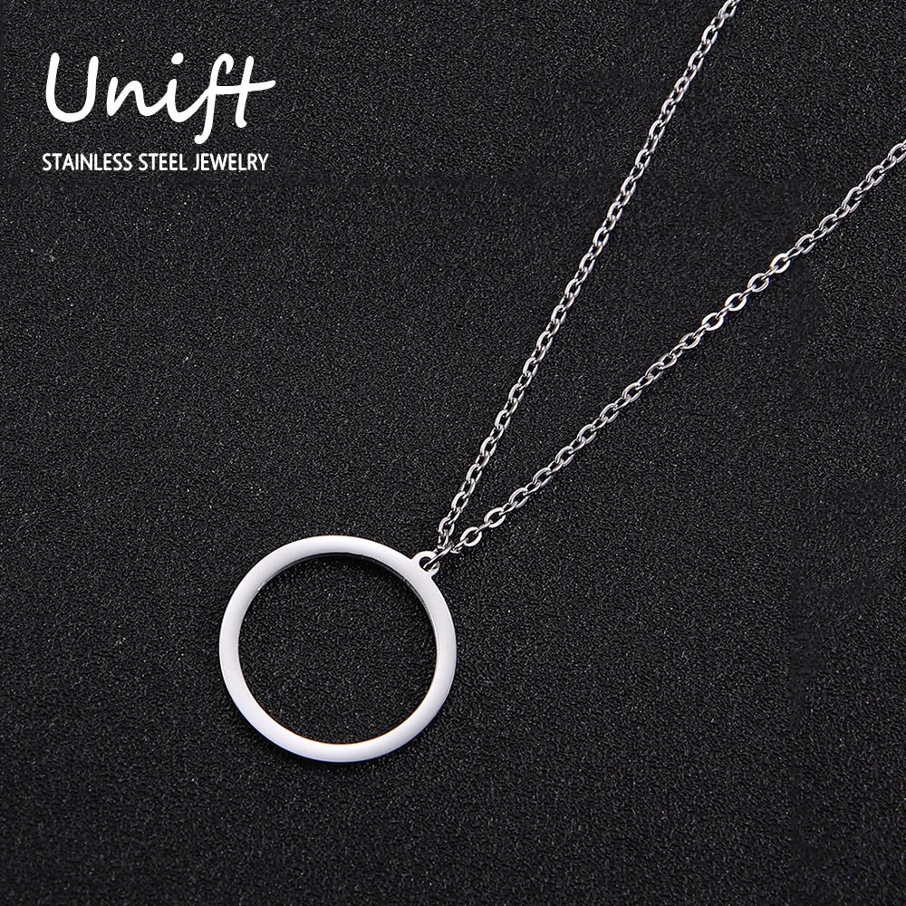Unift Classic Christian Eternal Circle Necklace for Women Men Stainless Steel Pendant Geometric Minimalist Jewelry Hexagon