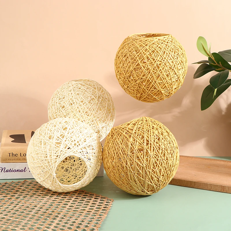 Lamp Shade Light Rattan Cover Lampshade Pendant Ceiling Woven Shades Chandelier Wicker Table Cage Vintage Hanging Paper Basket