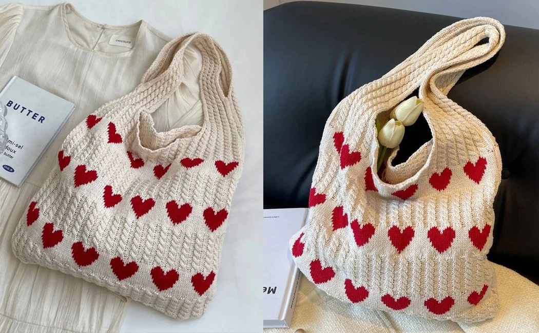 Gestrickte Schulter-Tragetasche Große Häkel-Strandtasche Hobo-Tasche Ästhetische Tragetaschen für Frauen – Detail 8