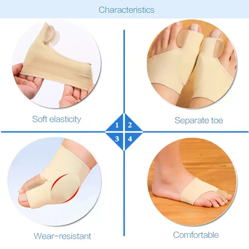 1 par de corretor de joanete, separador de dedos para relaxamento do dedo gordo, espalha e estiramento para protetor de suporte de hálux valgo e joanete
