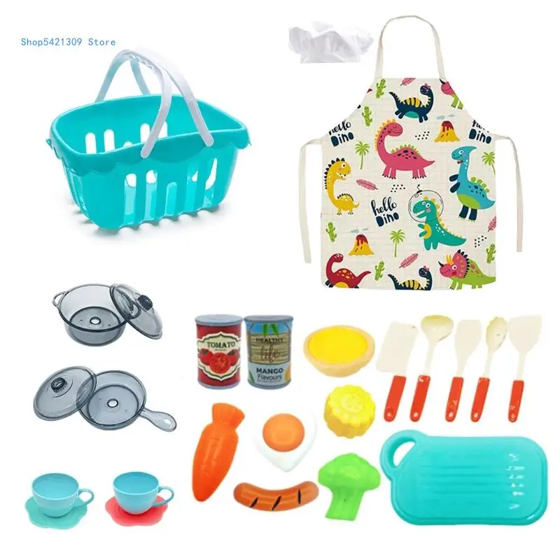 Interactive Kitchen Pretend Play Set with Variety of Foods and Dishes for Kids